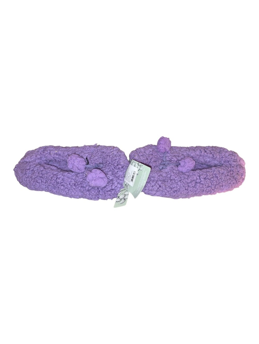 Muk Luks Purple Infused Plush Ballerina Slippers with Pom Detail Size L/XL 8-10